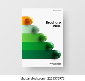 Abstract magazine cover design vector layout. Simple 3D balls postcard template.