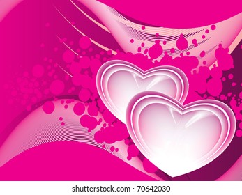 abstract magenta background with set of romantic pink heart