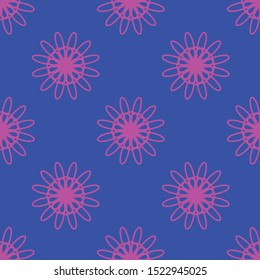 Abstract magenta floral pattern on the blue background