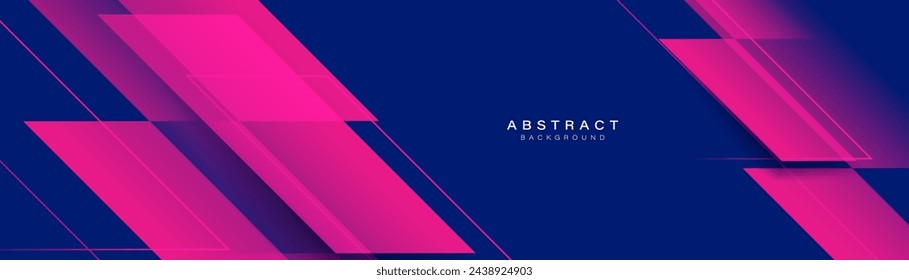 Abstract magenta geometric diagonal shape on a blue background. Futuristic digital high-technology banner. Vector illustration