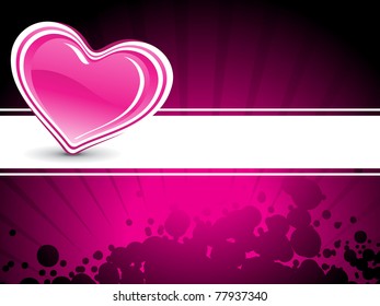 abstract magenta rays background with romantic pink heart