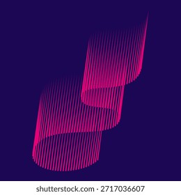 Las líneas de Vertical magenta Abstractas forman una cinta ondulada sobre un fondo púrpura oscuro, que evoca la profundidad, el movimiento y las vibraciones de la aurora boreal. Ideal para tecnología, arte digital y diseño atmosférico.