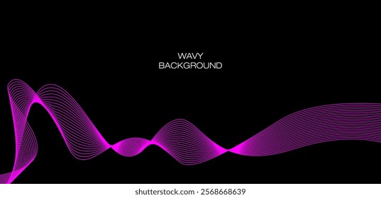 Abstract magenta wavy line art background. Vector illustration for website, banner, flyer, poster