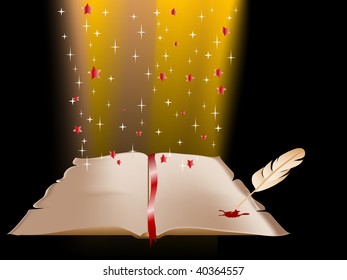 Abstract magic background with book