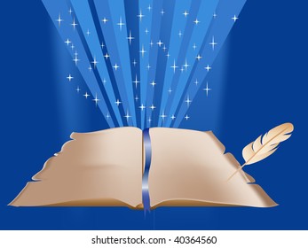 Abstract magic background with book