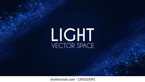 Abstract Magic Background with Fog and Light Particles. Depth Space. Night and Stars.