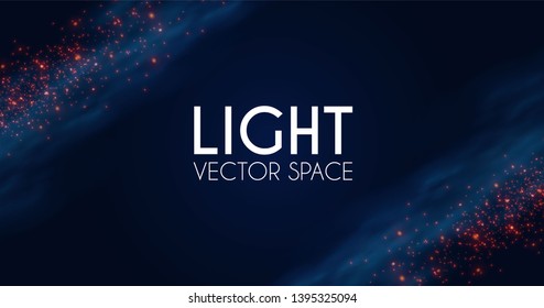 Abstract Magic Background with Fog and Light Particles. Depth Space. Night and Stars.