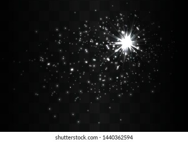 Abstract magic background with glow light effect. Beautiful sparks shine with glow light. Vector magic sparkles on dark background. Bokeh background.