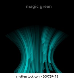 Abstract magic background with green lines. Vector illustration 