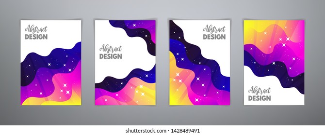 Abstract magic bright gradients templates. Set of vector colorful holiday minimal background in pink, blue and yellow colors for banners, flyer, placard, invitation, booklet and brochure