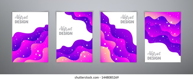 Abstract magic bright gradients templates. Set of vector holiday minimal background in pink,purple colors for banners, flyer, placard, invitation, booklet and brochure