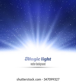 Abstract magic  light background. Blue holiday burst