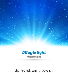 Abstract magic  light background. Blue holiday burst