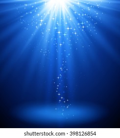 Abstract magic  light background. Blue holiday burst