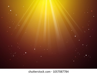 Abstract magic light background. gold holiday burst