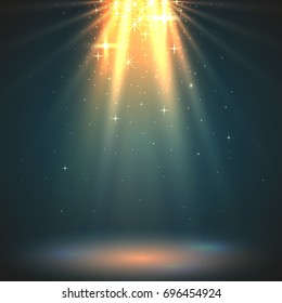 Abstract Magic Light Background. Golden Holiday Burst. Vector Illustration