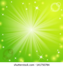 Abstract magic light background. Vector illustration for your majestic design. Element for web design. Green color.
