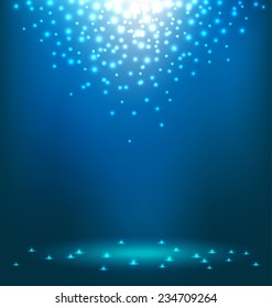 Abstract magic Light on blue background 