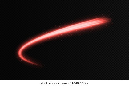 Abstract  magic motion lines. Shiny wave design element with sparkles and particles. Neon shiny lines with light effect. Glittering  dust light  trail. 