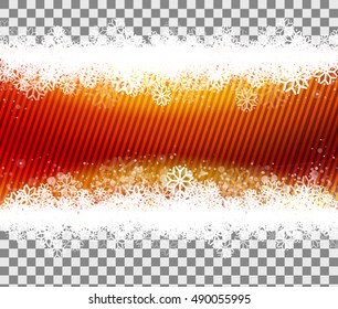 Abstract magic red Merry Christmas background on transparent backdrop for Holidays greetings. Snowflakes for new year and Xmas. Vector illustration.