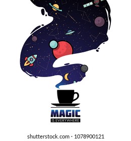 Abstract magic space illustration. Vector collection.