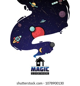 Abstract magic space illustration. Vector collection.