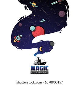 Abstract magic space illustration. Vector collection.