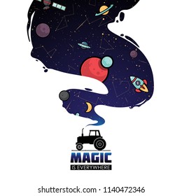 Abstract magic space illustration. Vector collection.