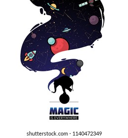 Abstract magic space illustration. Vector collection.