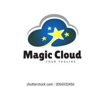 abstract magic stars cloud logo template illustration