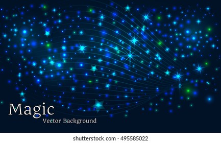 Abstract Magic Vector Sparkle Background, Blue, Green, Brilliant