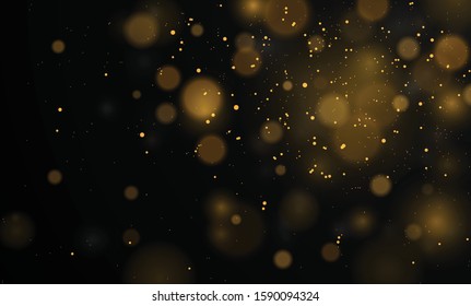 Abstract magical background with bokeh lights effect, black and white, silver, gold glitter for Christmas, for your banner, post