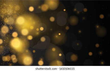 Abstract magical background with bokeh lights effect, black and white, silver, gold glitter for Christmas, for your banner, post