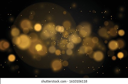 Abstract magical background with bokeh lights effect, black and white, silver, gold glitter for Christmas, for your banner, post