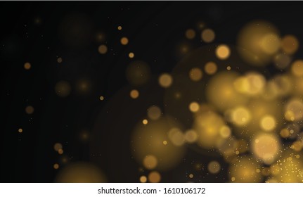 Abstract magical background with bokeh lights effect, black and white, silver, gold glitter for Christmas, for your banner, post