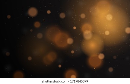 Abstract magical background with bokeh lights effect, black and white, silver, gold glitter for Christmas, for your banner, post