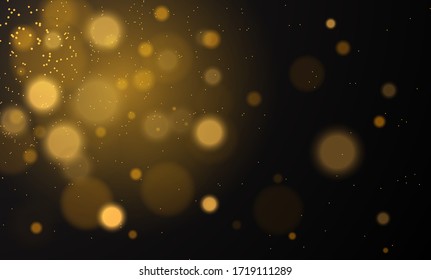 Abstract magical background with bokeh lights effect, black and white, silver, gold glitter for Christmas, for your banner, post