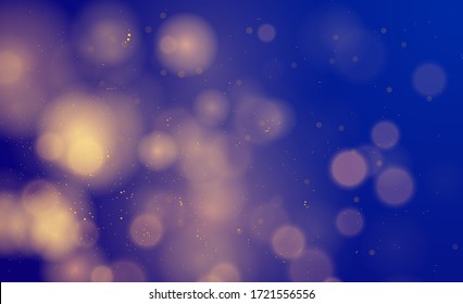 Abstrakter, magischer Hintergrund mit Bokeh-Lichteffekt, Blau, Silber, Goldglanz zu Weihnachten, für Ihr Banner, Post