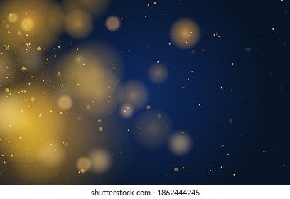 Abstract magical bokeh lights effect background, black, gold glitter for Christmas, for your banner, post