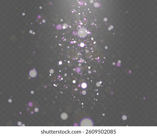 Abstract magical glowing bokeh lights on dark background with sparkles, soft blurry fantasy effect, elegant festive backdrop.