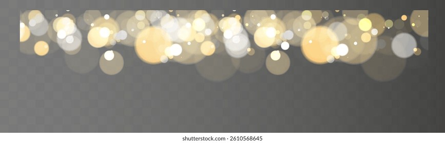 Abstract magical glowing bokeh lights on dark background with sparkles, soft blurry fantasy effect, elegant festive backdrop.	