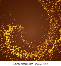 Abstract magical shimmering glow background sparkling stream lens-flare layout. Vector illustration