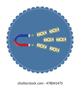 Abstract magnet of success, attracting money - dollars. Concept for success, economic growth, big profit