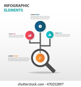 Abstract magnifier business Infographics elements, presentation template flat design vector illustration for web design marketing advertising