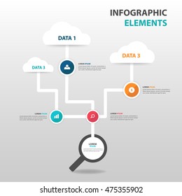 Abstract Magnifier and cloud business Infographics elements, presentation template flat design vector illustration for web design marketing advertising