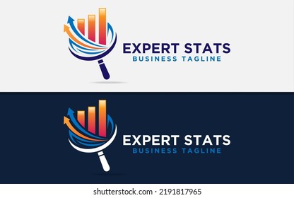 Abstract Magnifying Glass Combined with Stylish Arrow and Statistic Tracking Logo Concept.