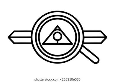 Abstract Magnifying Glass Icon with Triangle and Circle Design Element