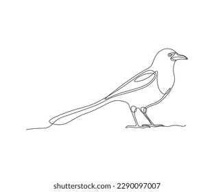 abstract Magpie Bird Continuous One Line Drawing