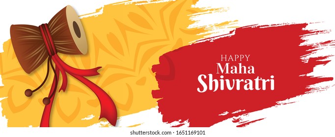 Abstract Maha Shivratri banner design with damroo