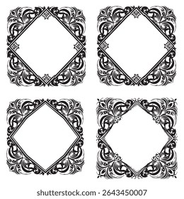 Abstract Majestic and Ornate Vintage Decorative Floral Frames Vector Collection

